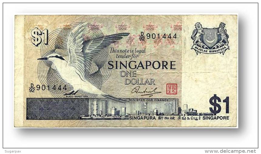 SINGAPORE - 1 Dollar - ND ( 1976 ) - P 9 - Serie D/92 - 2 Scans - Singapore