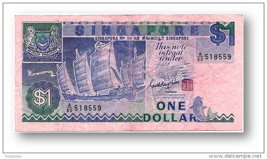 SINGAPORE - 1 Dollar - ND ( 1987 ) - P 18.a ? - Serie A/80 - With This COLOR ? ERROR ? CRISP. - Singapur