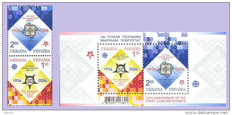 Ukraine 2006. 50th Anniversary Of The First Europa Stamps.  Mi# Block54 (766C-767C) + 766A-767AZd MNH** - 2006