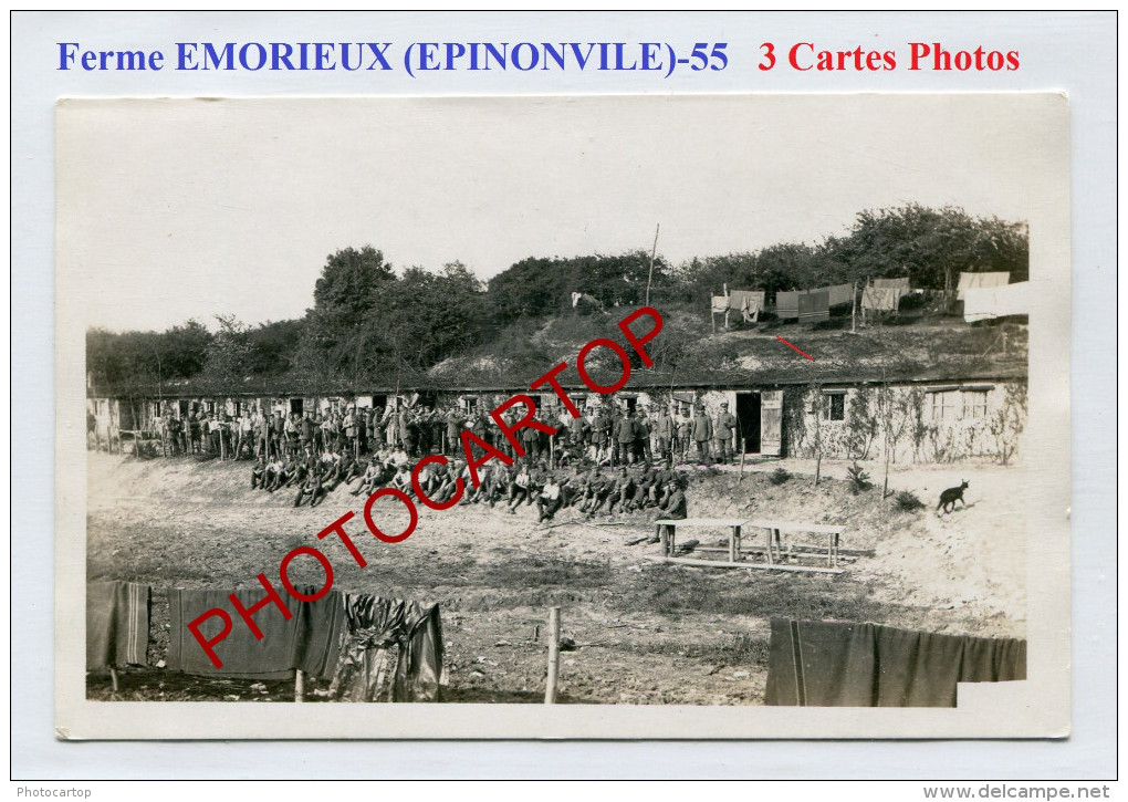 Ferme EMORIEUX-EPINONVILLE-Baraques Du CAMPS-Concert-3x CARTES PHOTOS Allemandes-Guerre 14-18-1 WK-France-55- - Autres & Non Classés