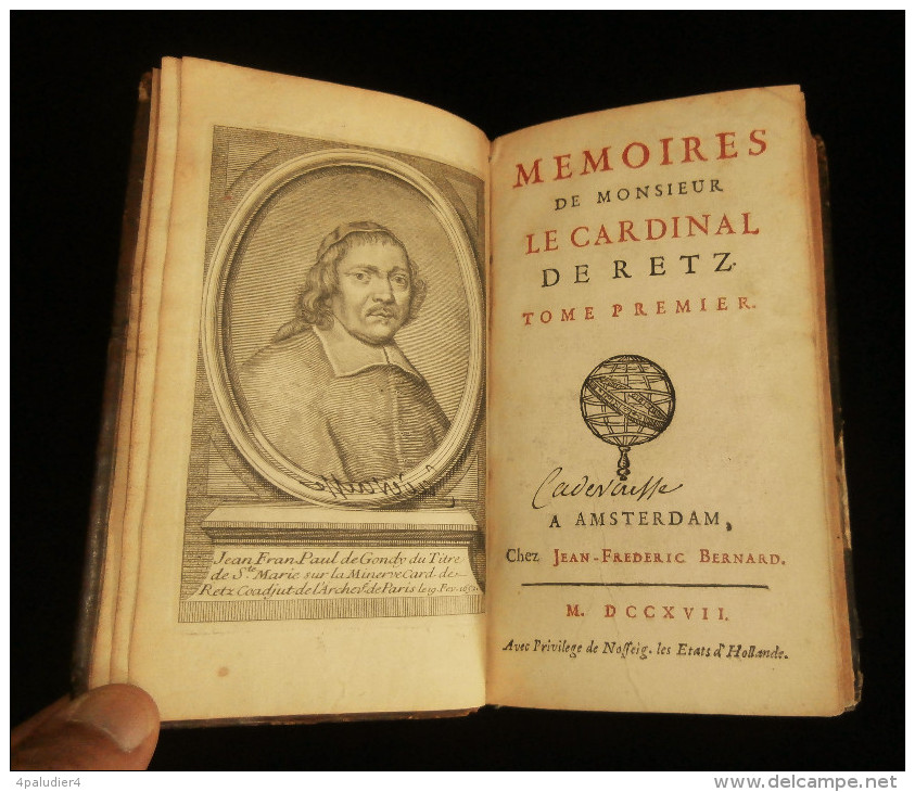 MEMOIRES DE MONSIEUR LE CARDINAL DE RETZ 4 TOMES AMSTERDAM 1717 édition Originale - 1701-1800