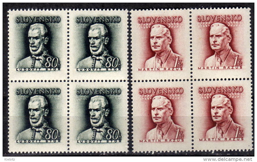 SLOWAKEI 1944 - MiNr: 132-133 Persönlichkeiten 4er  ** / MNH - Ungebraucht