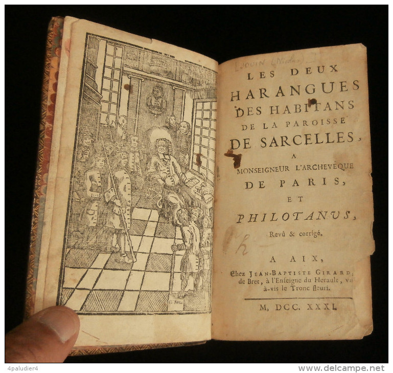 ( Val D'Oise ) LES DEUX HARANGUES DES HABITANS DE LA PAROISSE DE SARCELLES Nicolas JOUIN 1731 - 1701-1800