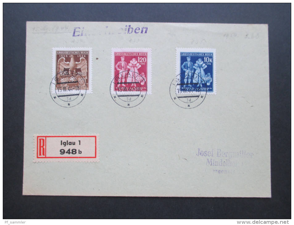 Böhmen Und Mähren 1943 / 44 FDC / R-Brief 3 Stück!! Iglau 1. Sauber Gestempelt! - Briefe U. Dokumente