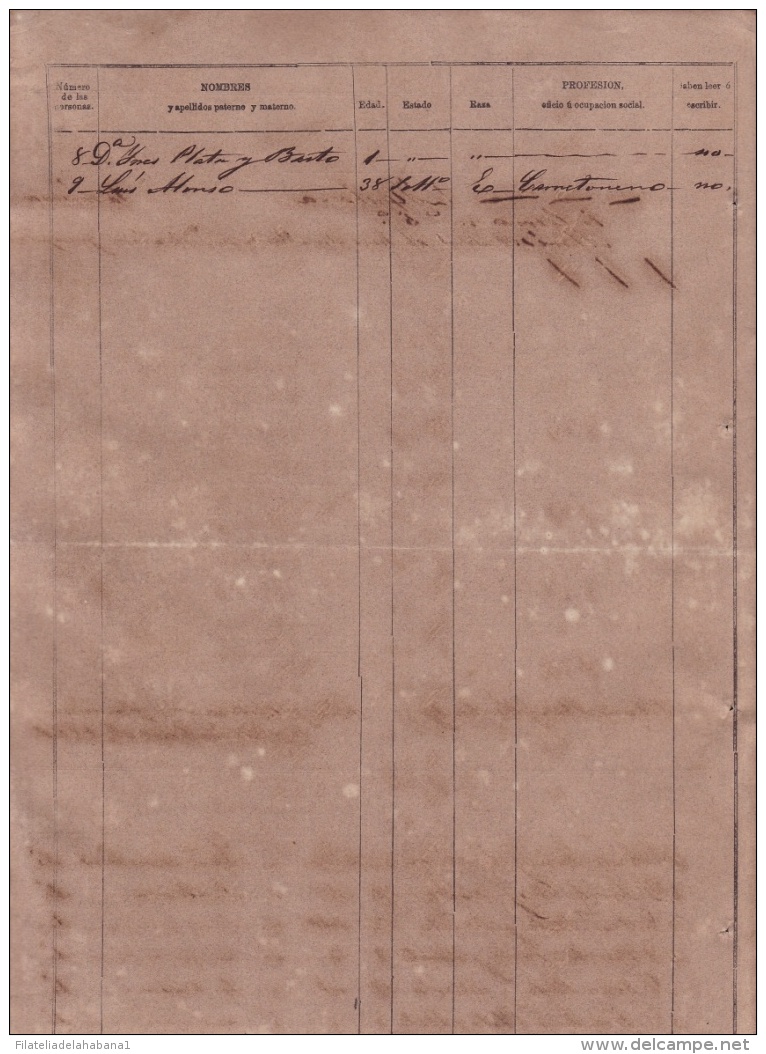 E4266 CUBA SPAIN ESPAÑA. 1861. PADRON DE INSCRIPCION. CENSO POBLACION POPULATION CENSUS PADRON - Documentos Históricos