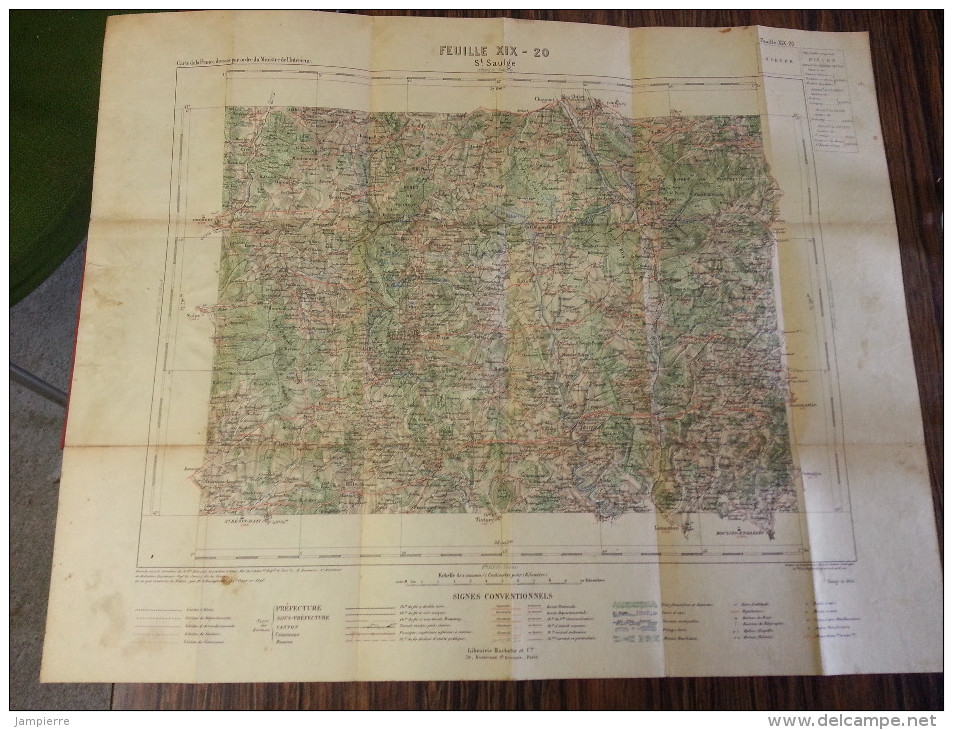 Ministère De L'Intérieur - Carte Géographique De Saint Saulge (58) En 1885 - 1/100.000e - Librairie Hachette And Co - Geographical Maps