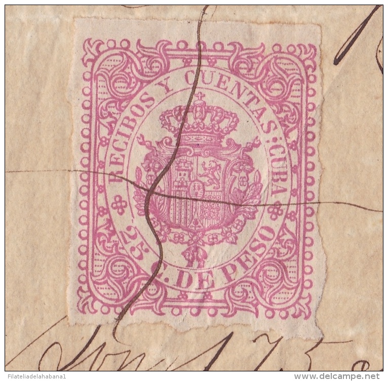 E4291 CUBA SPAIN ESPAÑA 1885. SUGAR MILLS INGENIO SAN JUAN. RECIBOS Y CUENTAS REVENUE STAMP - Historical Documents