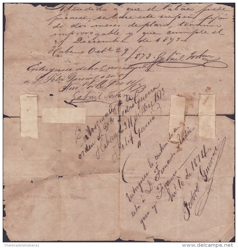 E4300 CUBA SPAIN ESPAÑA1873. OLD INVOICE PAWNSHOP EL CAMBIO. TOBACCO "EL RECREO". CASA DE EMPEÑOS TABACOS VITOLA LONDRES - Documentos Históricos