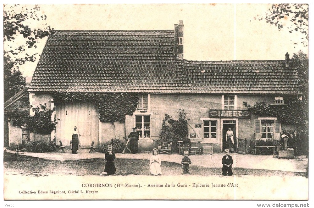 CARTE POSTALE ANCIENNE DE CORGIRNON -  AVENUE DE LA GARE - épicerie Jeanne D'arc - Autres & Non Classés