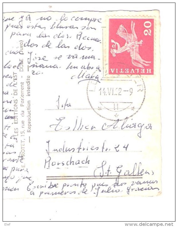 Sports D'Hiver Aux ROUSSES , Jura; Le Pré Chavin; Télésiège;animée Skieurs Postée De Suisse; 1962, TB - Autres & Non Classés