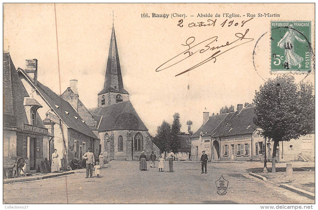 18-BAUGY- ABSIDE DE L'EGLISE , RUE ST MARTIN - Baugy