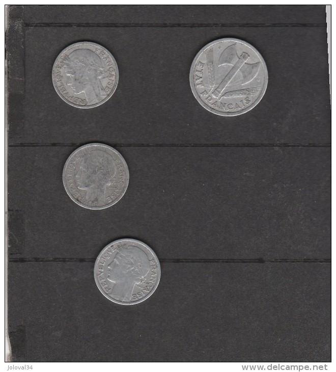 France - Lot De 4 Pièces Aluminium : 1 F Morlon  : 1945 B + 1950 B + 1958 B, 2 F Francisque 1944 C - Autres & Non Classés