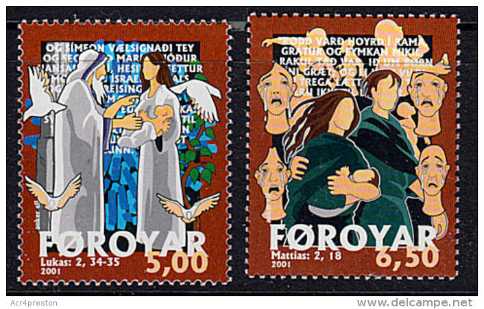 A0640 FAROE ISLANDS 2000, SG 398-9 Christmas  MNH - Isole Faroer