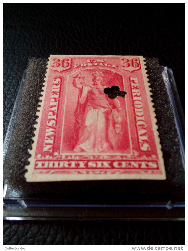 US 36c CENTS Red, 1879 PR65 NEWSPAPERS PERIODICALS  SPECIAL PERFIN ERROR NOT PERFORATED UP AND BOTTOM - Unused Stamps