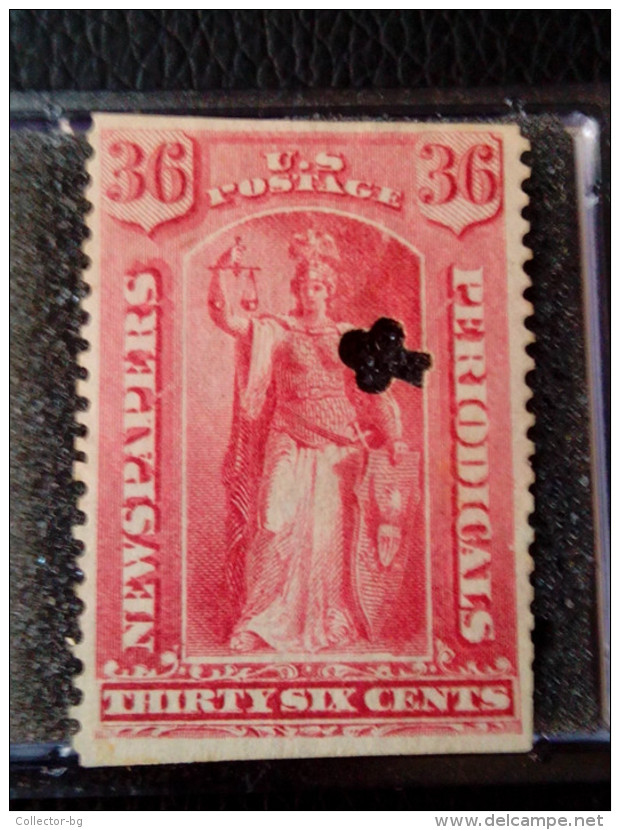 US 36c CENTS Red, 1879 PR65 NEWSPAPERS PERIODICALS  SPECIAL PERFIN ERROR NOT PERFORATED UP AND BOTTOM - Neufs