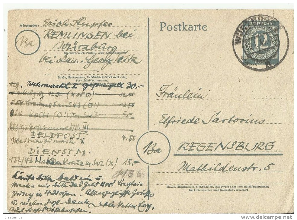 =DP GS 1947 WURZBURG - Interi Postali