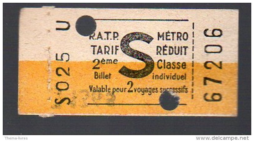 (Paris) Ticket De Métro S (PPP3657) - Europa