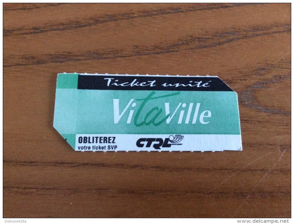 Ticket De Bus CTRL (Compagnie De Transport De La Région Lorientaise) "VitaVille" Lorient (56) - Europe