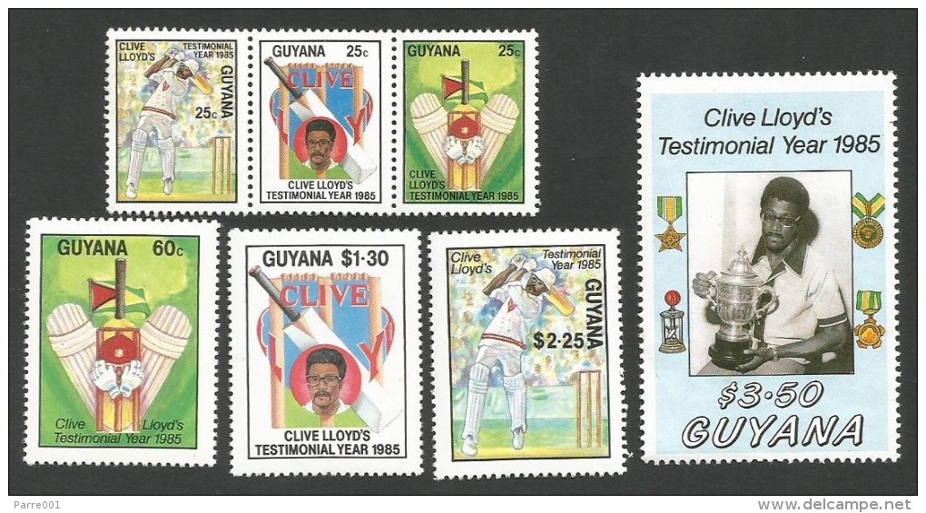 Guyana 1985 Clive Lloyd Cricket Mint Unhinged Set - Cricket