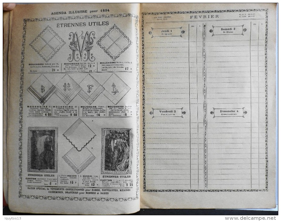 GRAND AGENDA ILLUSTRE Pour L'année 1894 - GRANDS MAGASINS AU PRINTEMPS ALAIS (Gard) - Catalogue De Vente - En L'Etat - Formato Grande : ...-1900