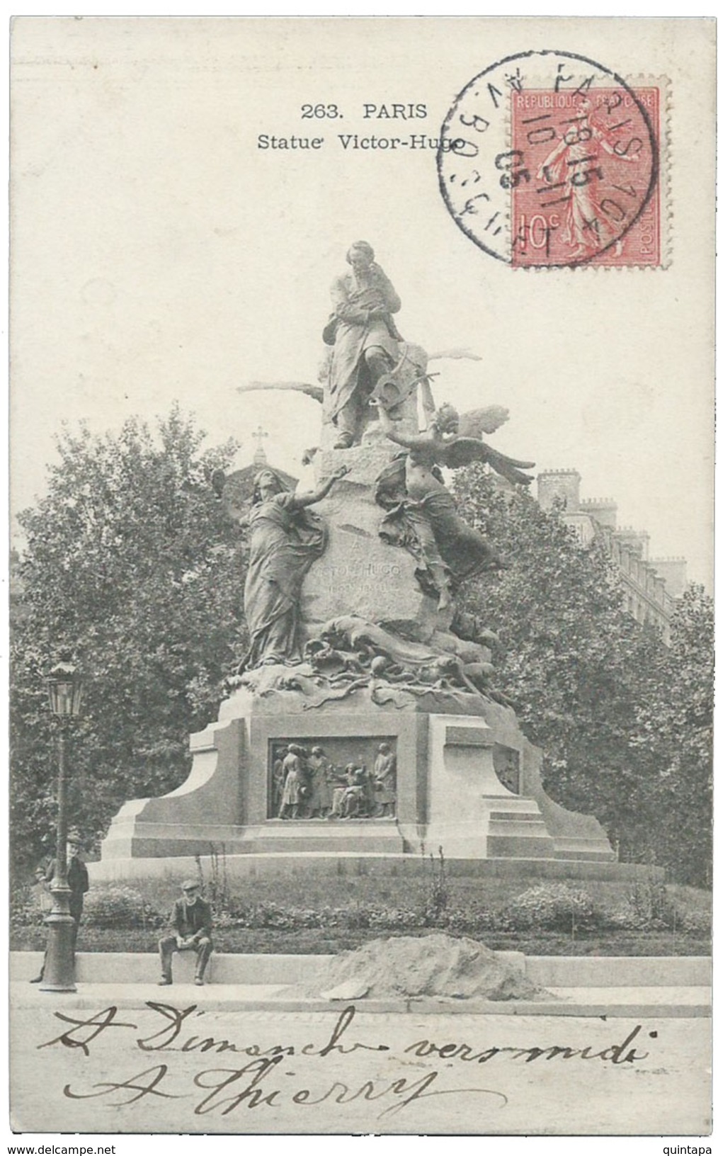 75 PARIS - Statue Victor-Hugo - Animée - 1905 - Statues