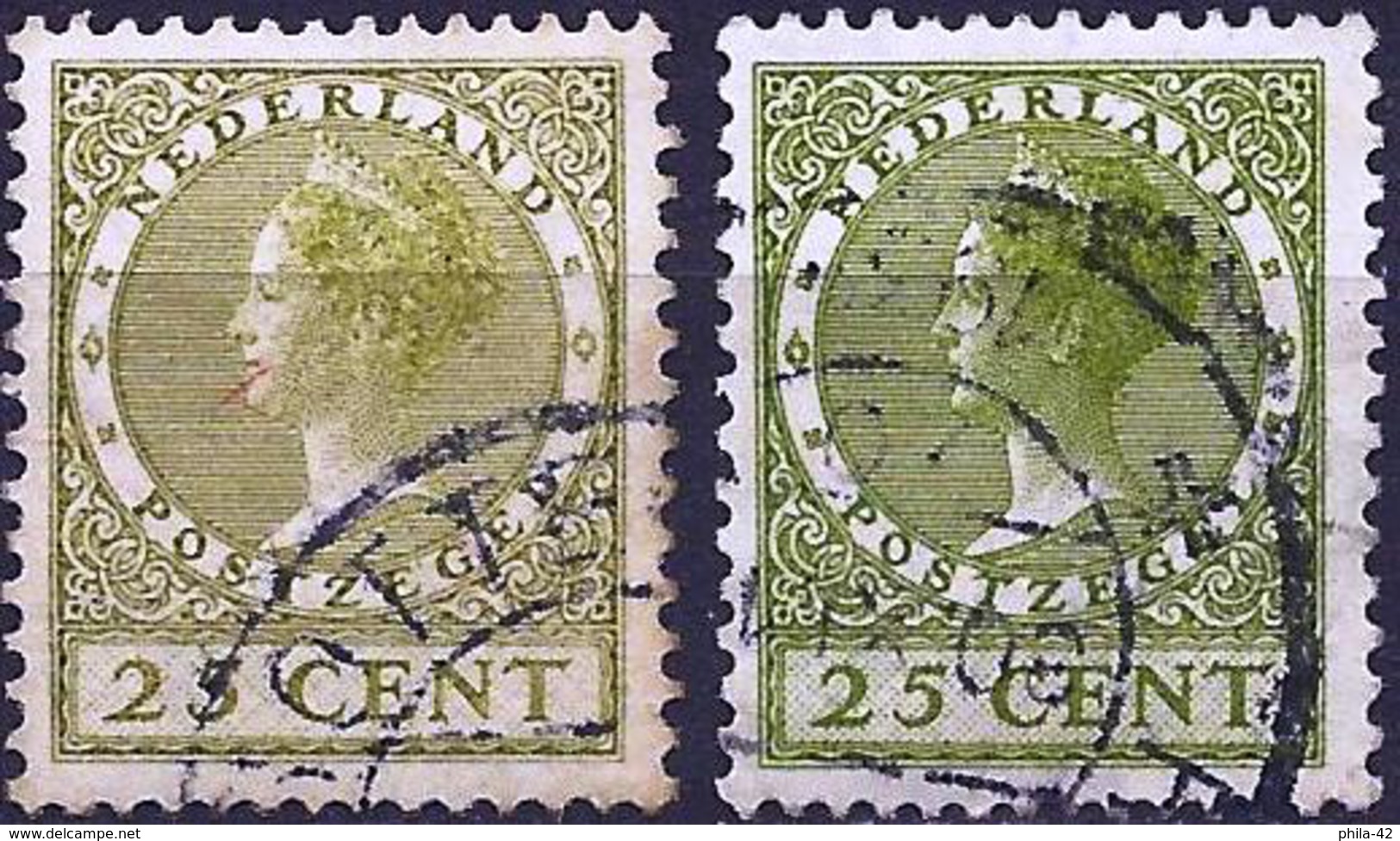 Netherlands 1927 - Queen Wilhelmine ( Mi 187 A - YT 181 ) Two Shades Of Color - Variedades Y Curiosidades