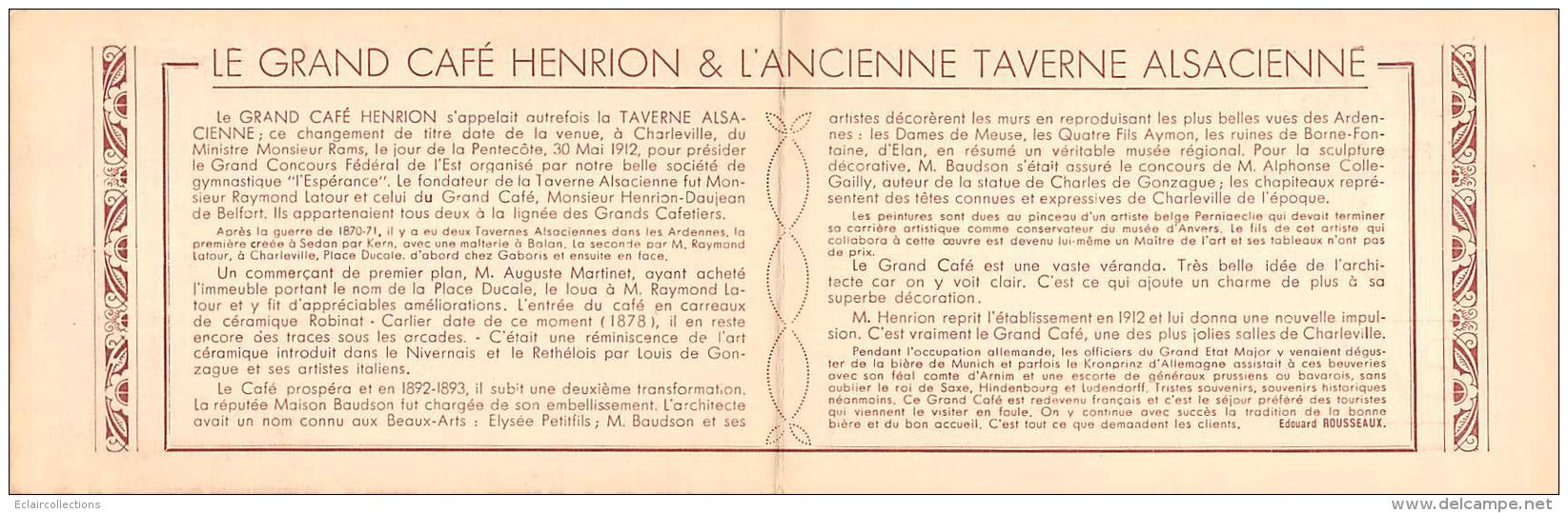 Charleville      08        Grand Café Henrionet Taverne Alsacienne  (carte Double) - Charleville