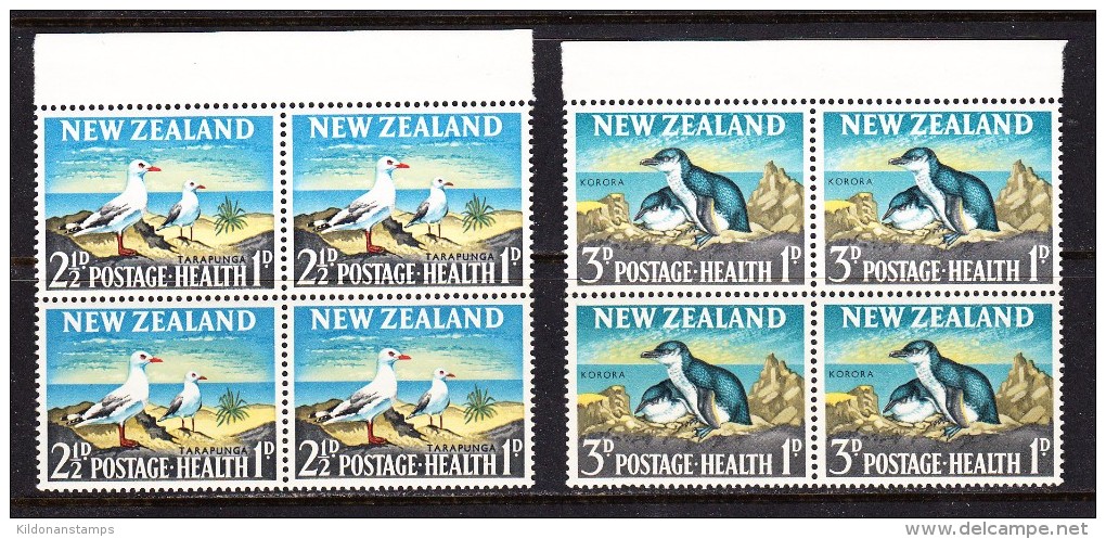 New Zealand 1964 Health, Birds, Mint No Hinge, Blocks, Sc# , SG 822-823 - Nuevos