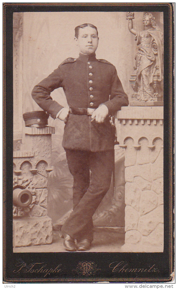 CDV Foto Deutscher Soldat - Atelier Tschapke - Chemnitz - Ca. 1900 (24773) - Krieg, Militär