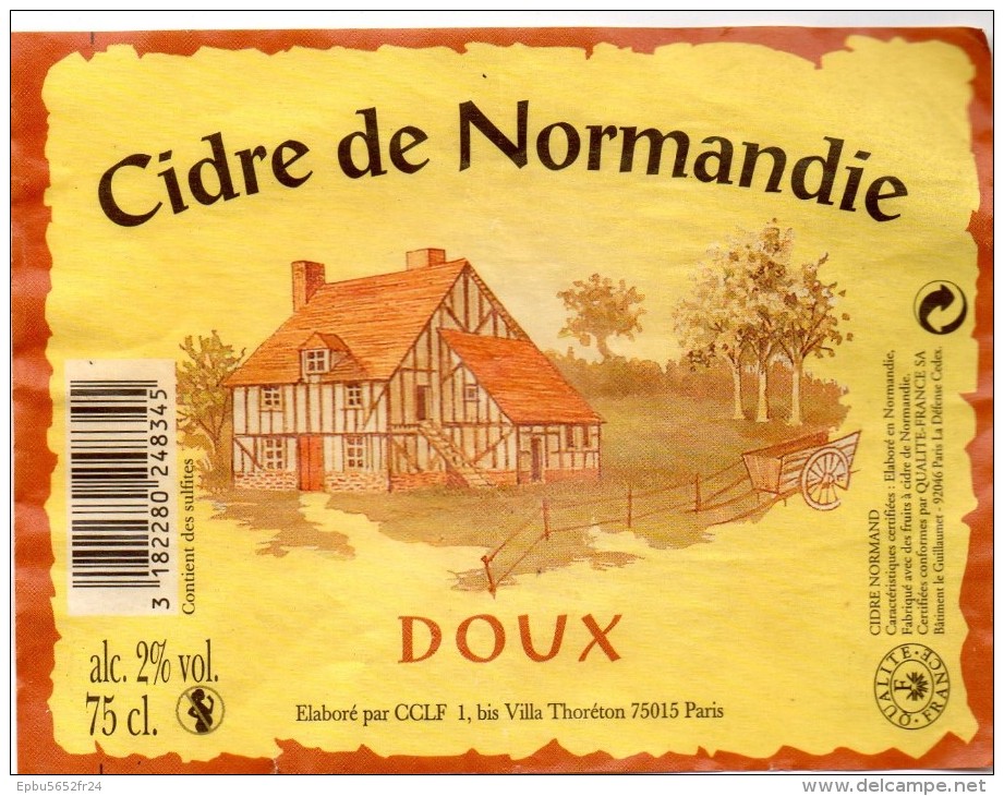 Etiquette Cidre De Normandie  DOUX - Fruit En Groenten