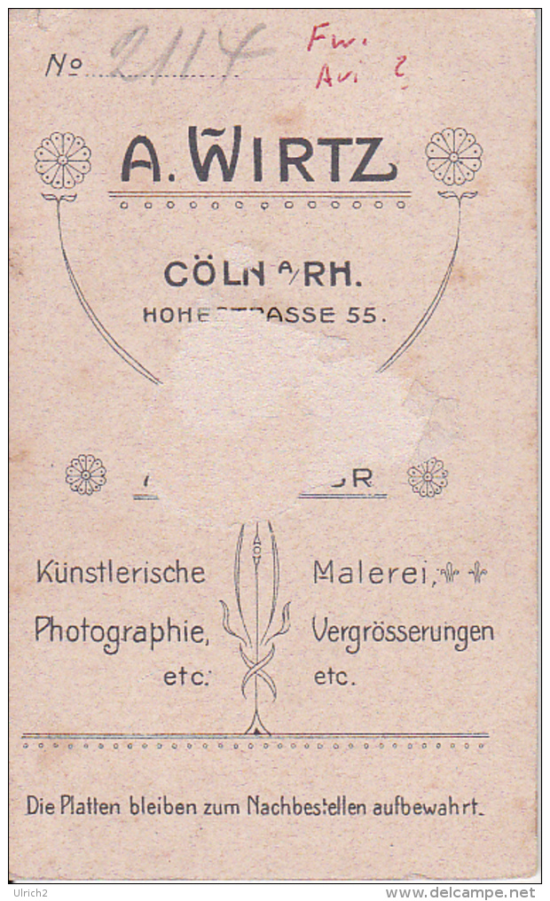 CDV Foto Deutscher Soldat Mit Säbel - Atelier Wirtz  - Cöln/Rh. - Ca. 1900 (24776) - Krieg, Militär