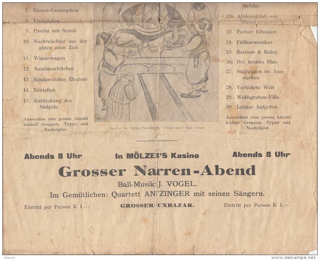 MAURER FASCHINGSZEITUNG Ausgabe Am 14.Feb 1904, Stark Gebrauchter Zustand, 4 Seiten, Größe Ca.40 X 27 Cm, Gefaltet - Sonstige & Ohne Zuordnung