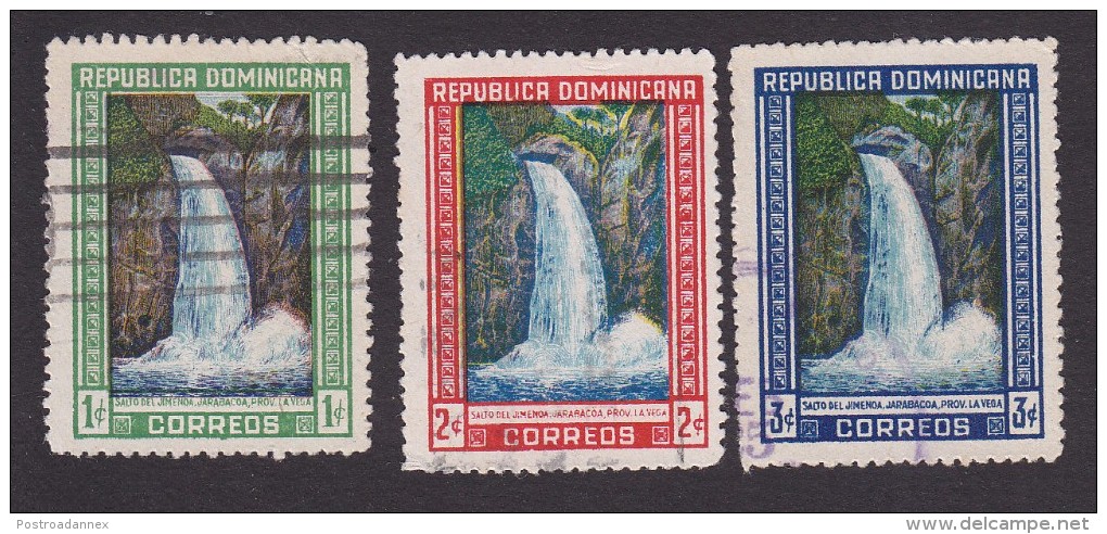 Dominican Republic, Scott #422-424, Used, Waterfall Of Jimenoa, Issued 1946 - Dominican Republic