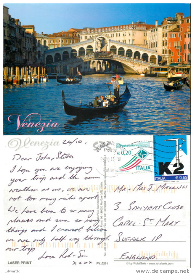 Venezia, Italy Postcard Posted 2013 Stamp - Venetië (Venice)