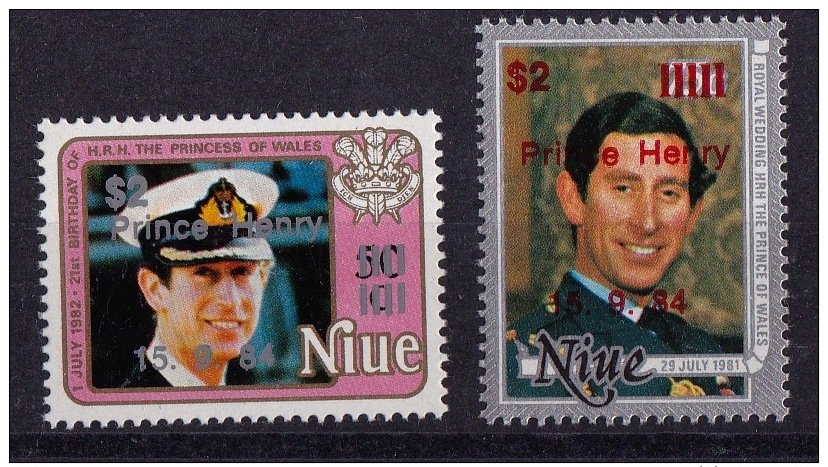 Niue, (Sc #455-46), MNH, (Set Of 2)  Ovpt Prince Henry 15.9.84  (1984) - Niue