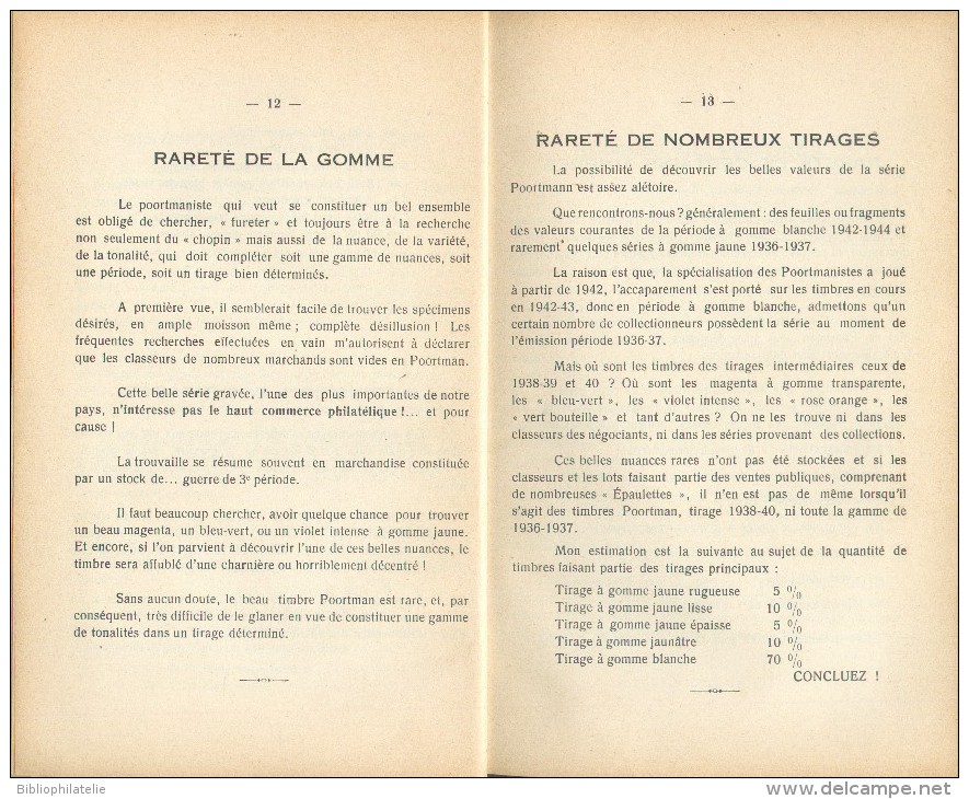 BELGIQUE  - L. RONDAY,- Vade-Mecum Du Poortmaniste, Notes Relatives Au Classement Des Timbres De L'émission Gravée Léopo - Philatélie Et Histoire Postale