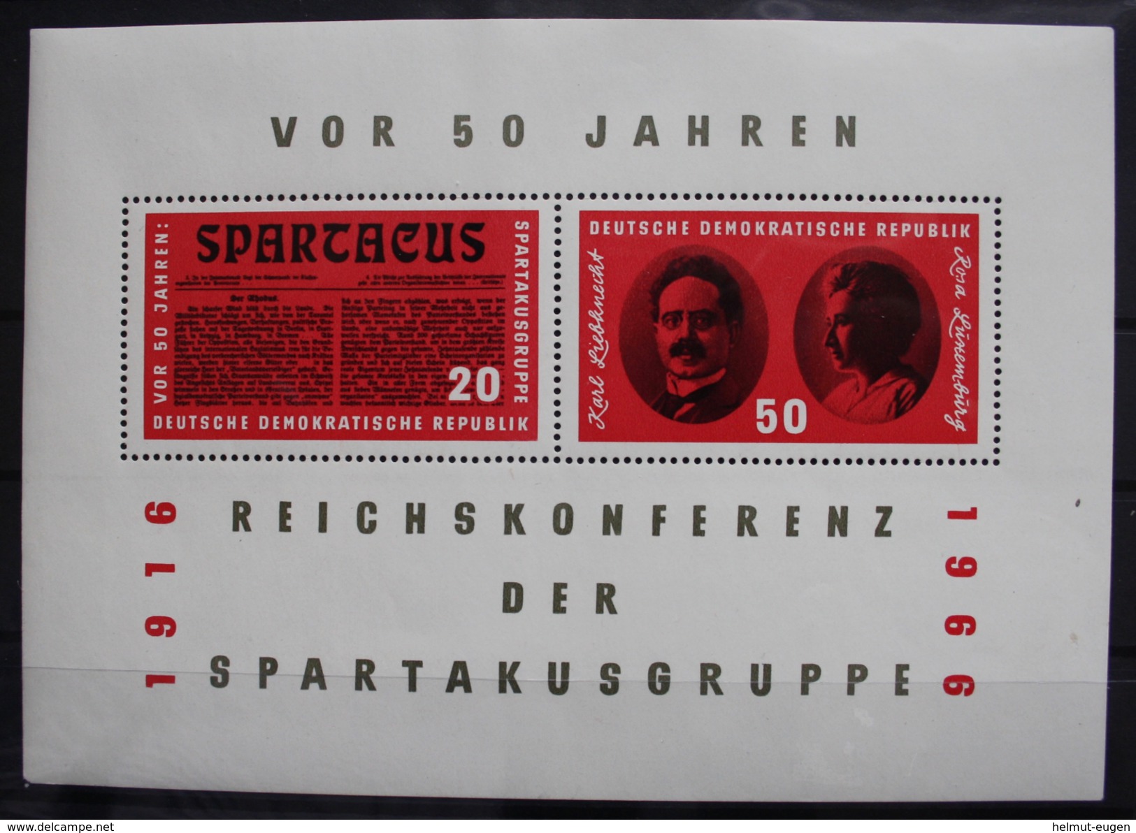 MiNr. 1154 - 1155 (Block 25) Deutschland Deutsche Demokratische Republik 1966, 3. Jan. Blockausgabe: 50. Jahrestag Der R - 1950-1970