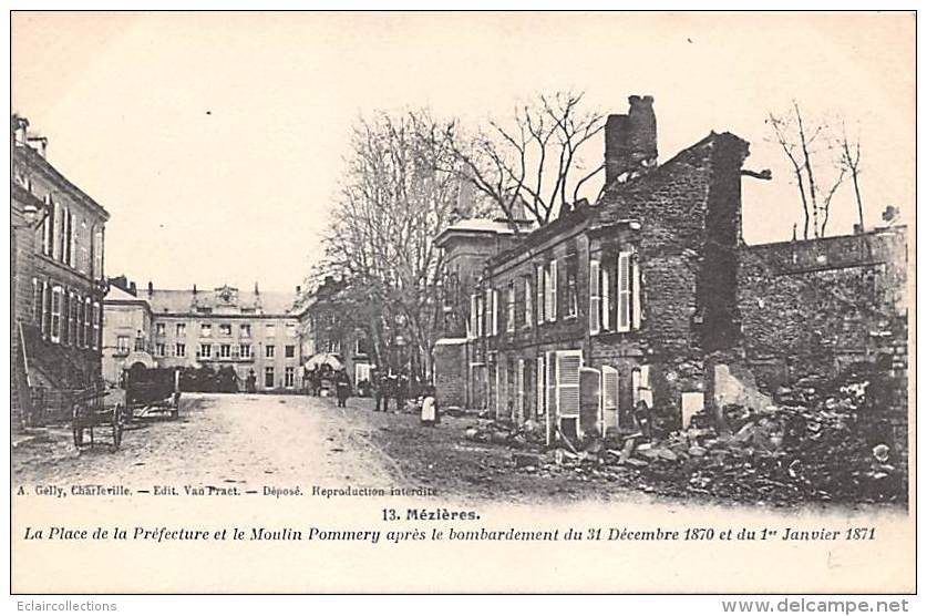 Mézières    08     Place De La Préfecture  Après Bombarderment De 1870 - Sonstige & Ohne Zuordnung