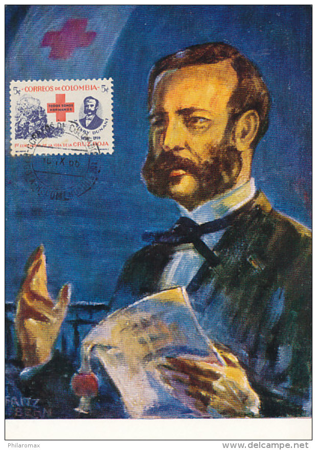 D25299 CARTE MAXIMUM CARD 1966 COLOMBIA - HENRI DUNANT RED CROSS CP ORIGINAL - Henry Dunant