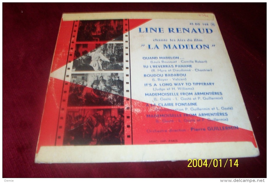 LINE RENAUD ° LA MADELON   + 3 TITRES - Autogramme