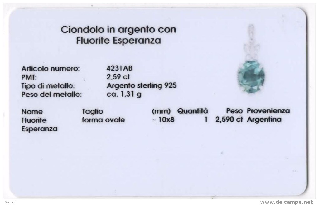 Pendente In Argento 925 Sterling Con Fluorite Esmeralda - Pendenti