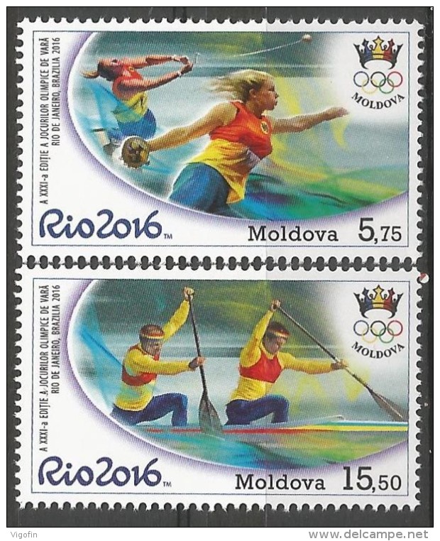 MD 2016- OLY RIO, MOLDAVIA, 1 X 2v, MNH - Moldawien (Moldau)