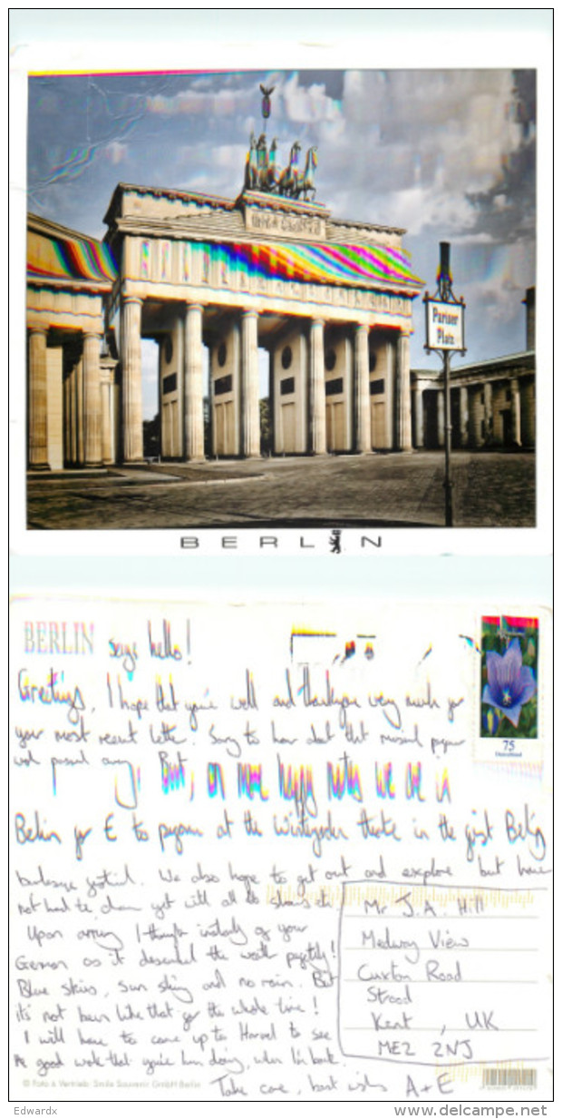Brandenburg Gate, Berlin, Germany Postcard Posted 2013 Stamp - Brandenburger Door