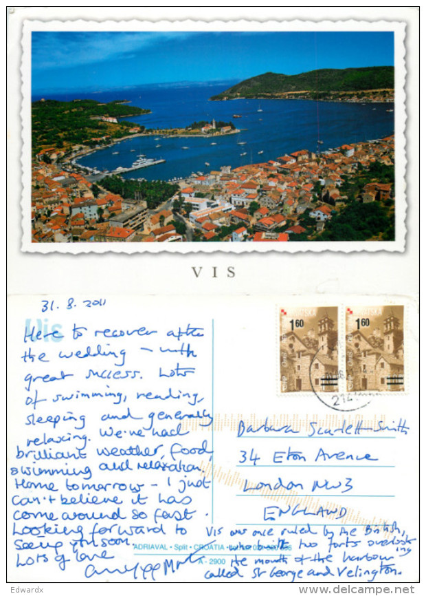 Vis, Croatia Postcard Posted 2011 Stamp - Croatia