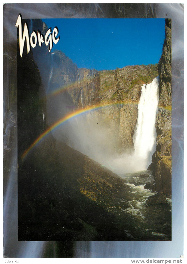Waterfall, Voringfossen, Norway Postcard Posted 2004 Stamp - Norvegia