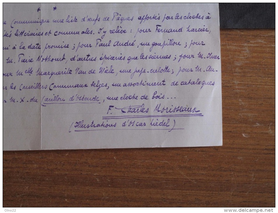 F.CHARLES MORISSEAUX, 8 Pages Manuscrites Avec Corrections, Signée, Datée : MADRID Hotel Ritz, Le 12/4/11 - Manuscrits
