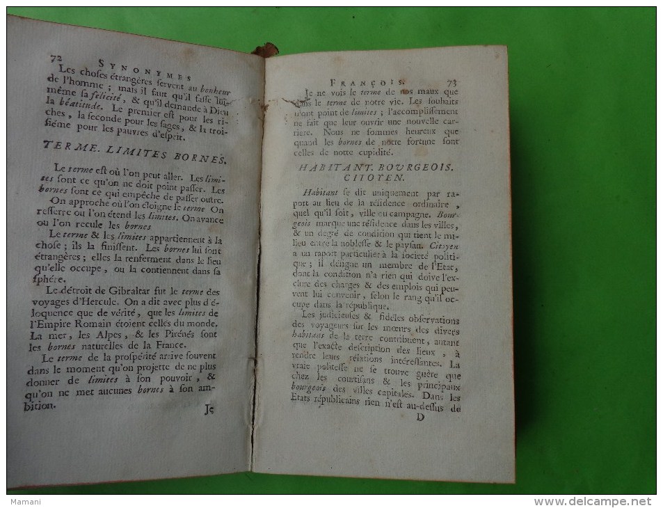 Synonymes Francais Leurs Differentes Significations Par Feu- Mr L'abbe Girard  12eme Edition 1762 - 1701-1800