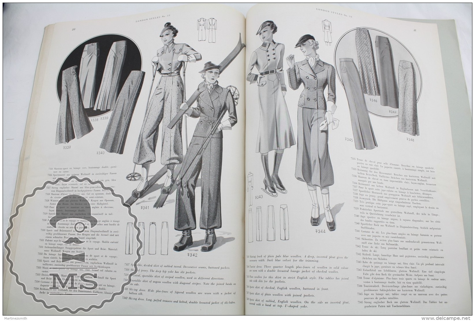 Old Magazine/ Publication London Styles - Women's Fashion Winter 1937 - Wool Vintage Coats & Costumes - Lana