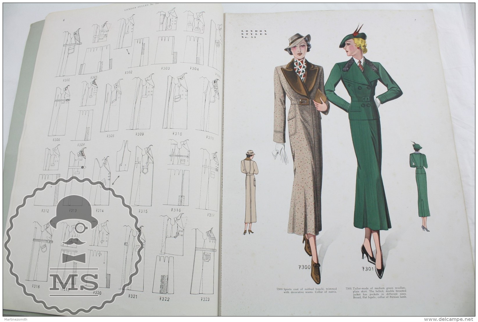 Old Magazine/ Publication London Styles - Women's Fashion Winter 1937 - Wool Vintage Coats & Costumes - Lana
