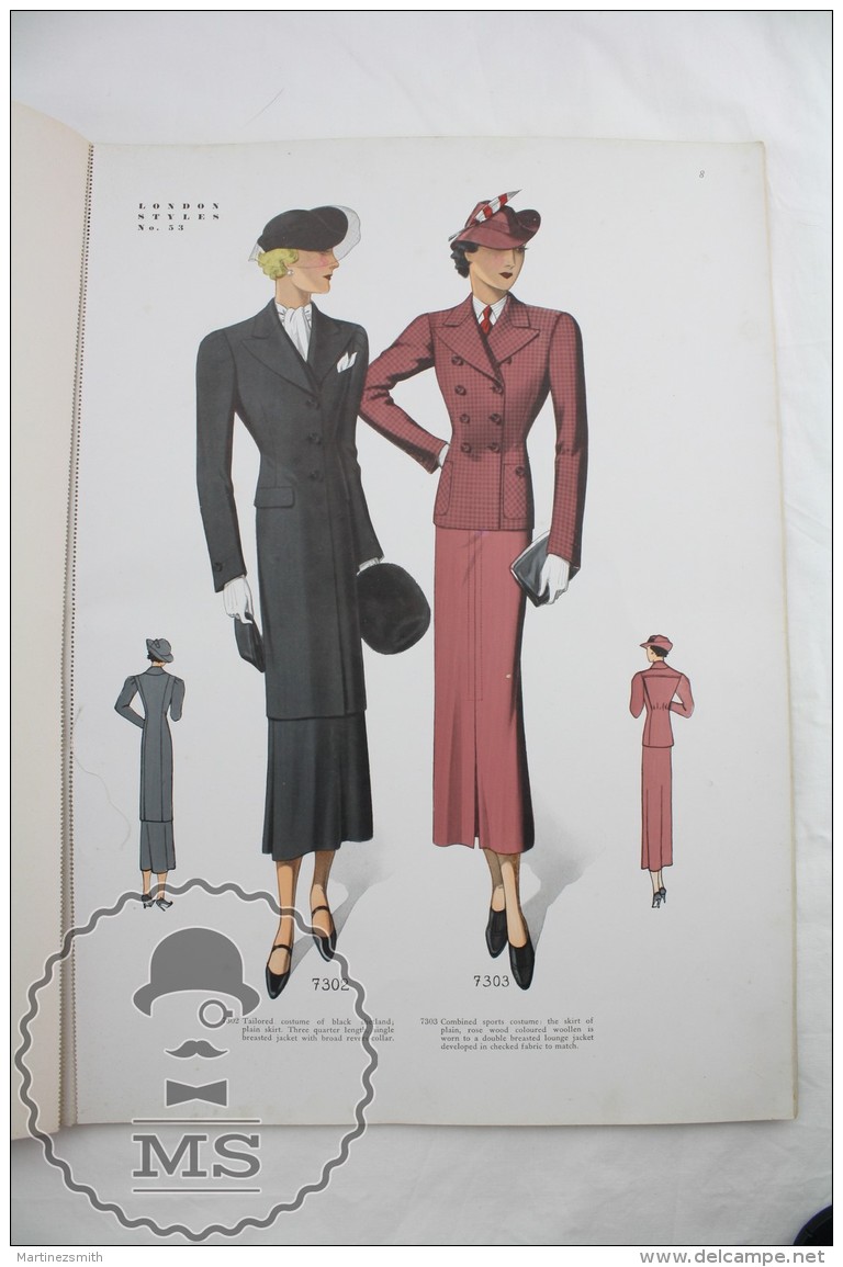 Old Magazine/ Publication London Styles - Women's Fashion Winter 1937 - Wool Vintage Coats & Costumes